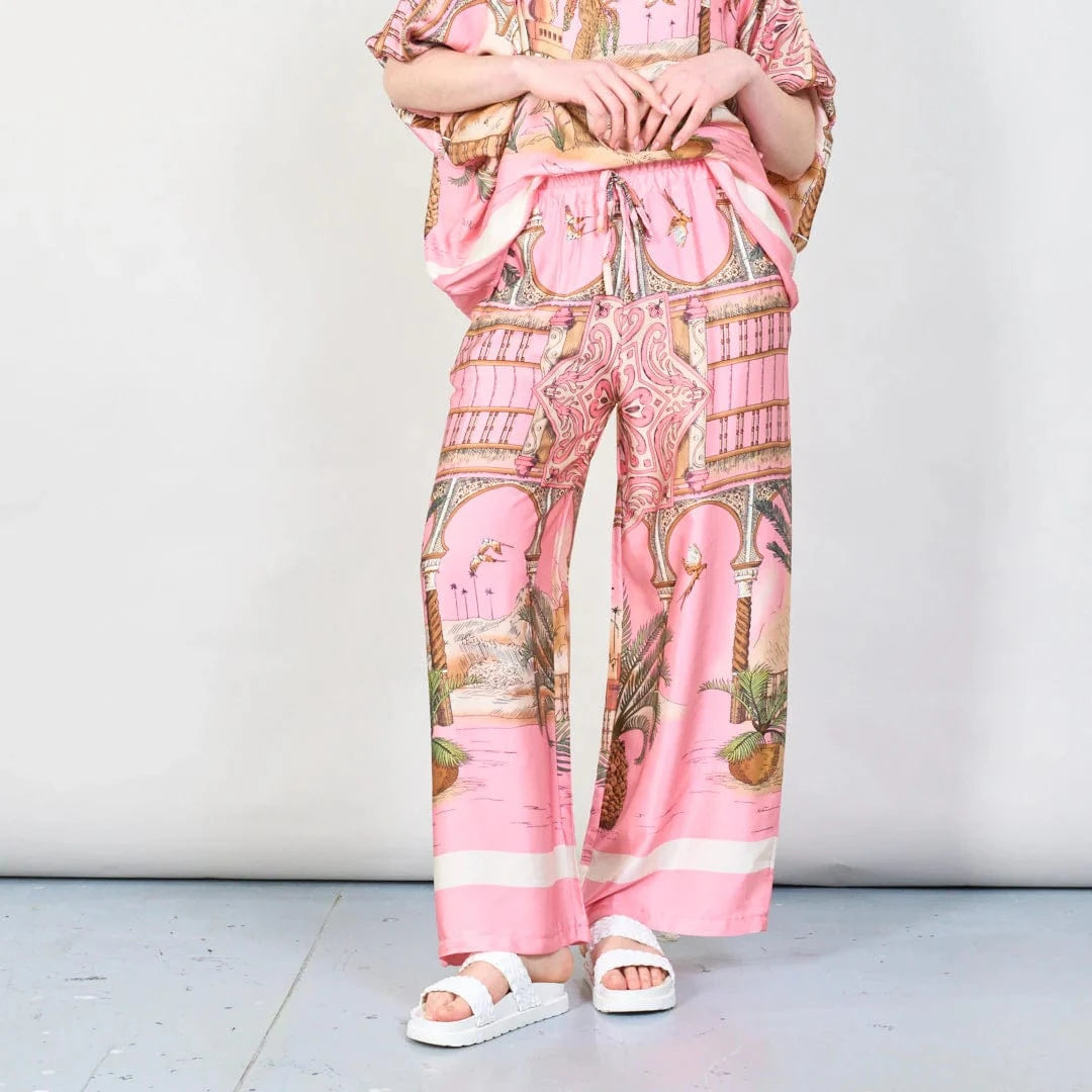 Michela Mii Tropical paradise print wide-leg trousers - Light Pink - Pinkhill -  - ["New"] - Darwin boutique - Australian fashion design - Darwin Fashion - Australian Fashion Designer - Australian Fashion Designer Brands - Australian Fashion Design 