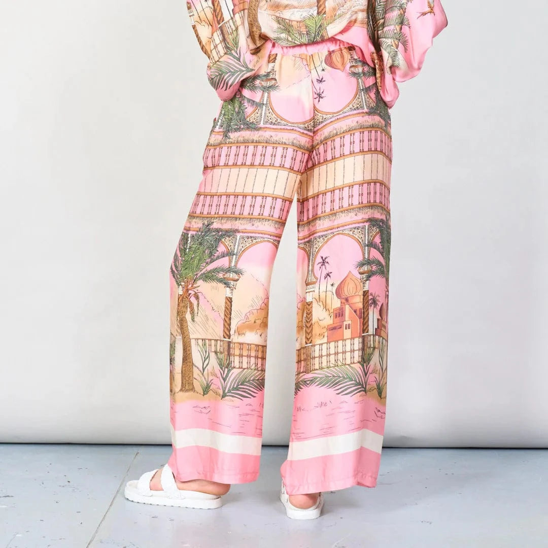 Michela Mii Tropical paradise print wide-leg trousers - Light Pink - Pinkhill -  - ["New"] - Darwin boutique - Australian fashion design - Darwin Fashion - Australian Fashion Designer - Australian Fashion Designer Brands - Australian Fashion Design 