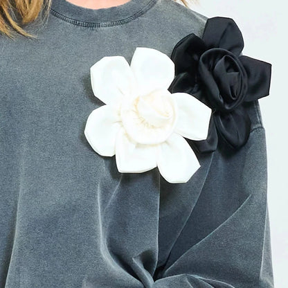 Michella Mii Oversized Sweatshirt With 3D Sculpted Flower Appliqués - Pinkhill -  - [] - Darwin boutique - Australian fashion design - Darwin Fashion - Australian Fashion Designer - Australian Fashion Designer Brands - Australian Fashion Design 
