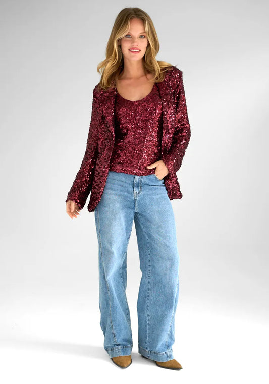 Miss Goodlife Bordeaux Seqiun Blazer - Pinkhill