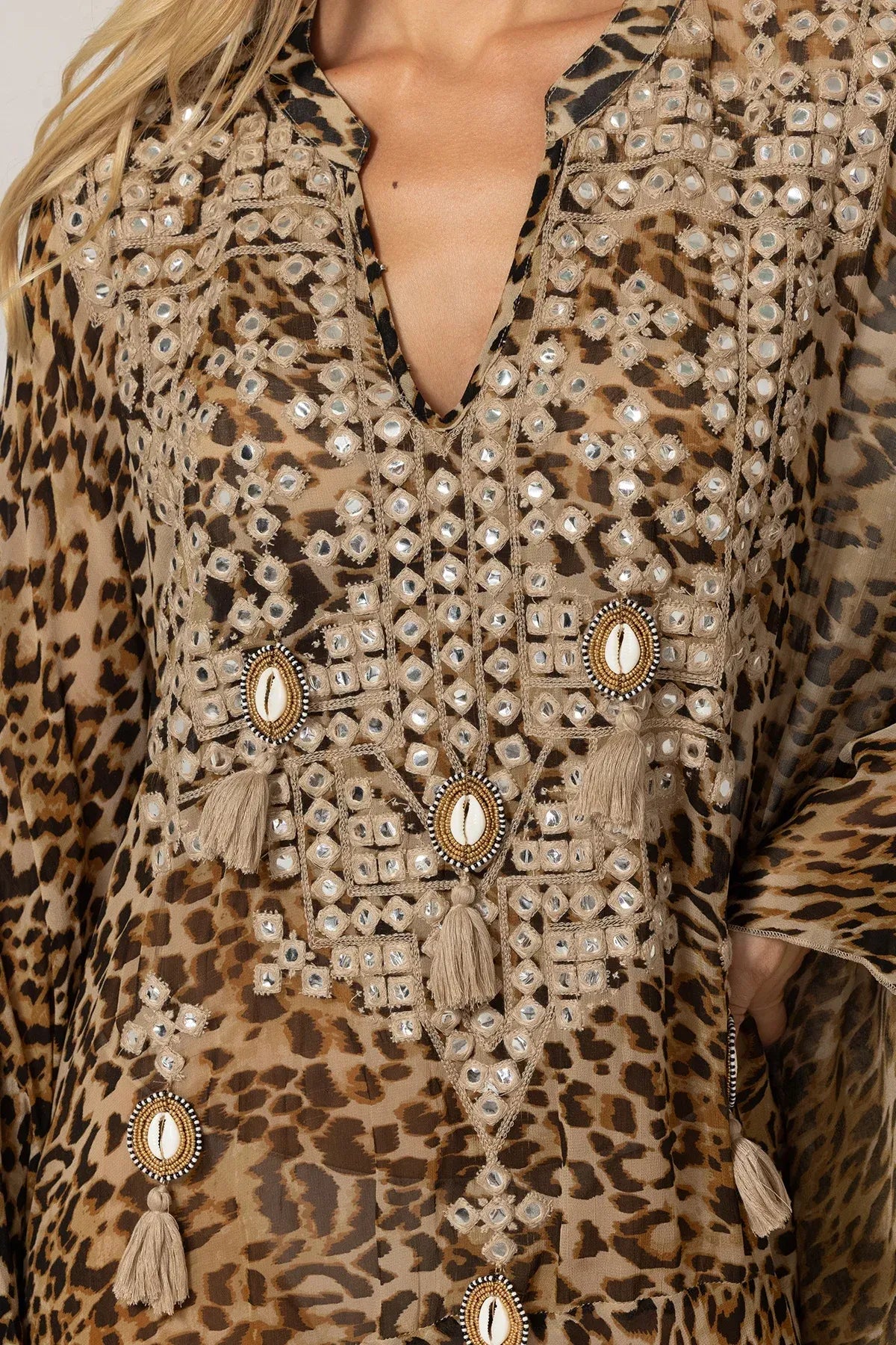 Miss June Paris Caftan Kayla - Beige Jungle