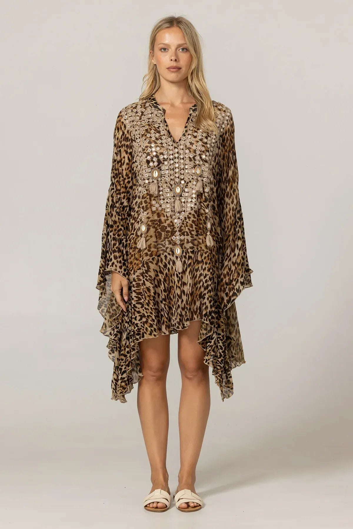 Miss June Paris Caftan Kayla - Beige Jungle