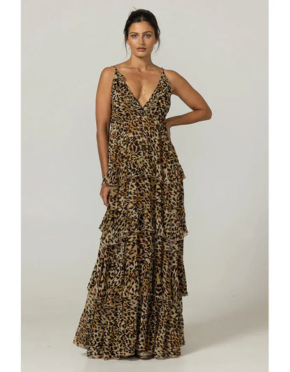 Miss June Paris Dress Kasia - Beige Jungle