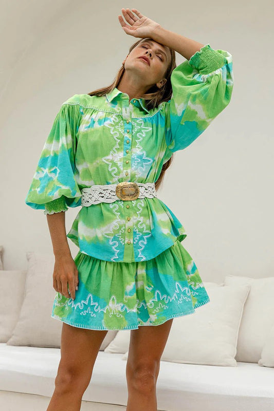 Miss June Paris - Shirt HAYLEY - Green Aqua - Pinkhill, Darwin boutique, Australian high end fashion, Darwin Fashion