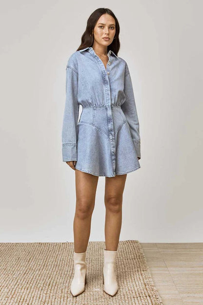 MON RENN LAIN DENIM SHIRT DRESS - DENIM BLUE - Pinkhill - Mon Renn -  - Darwin boutique - Australian fashion design - Darwin Fashion - Australian Fashion Designer - Australian Fashion Designer Brands - Australian Fashion Design 