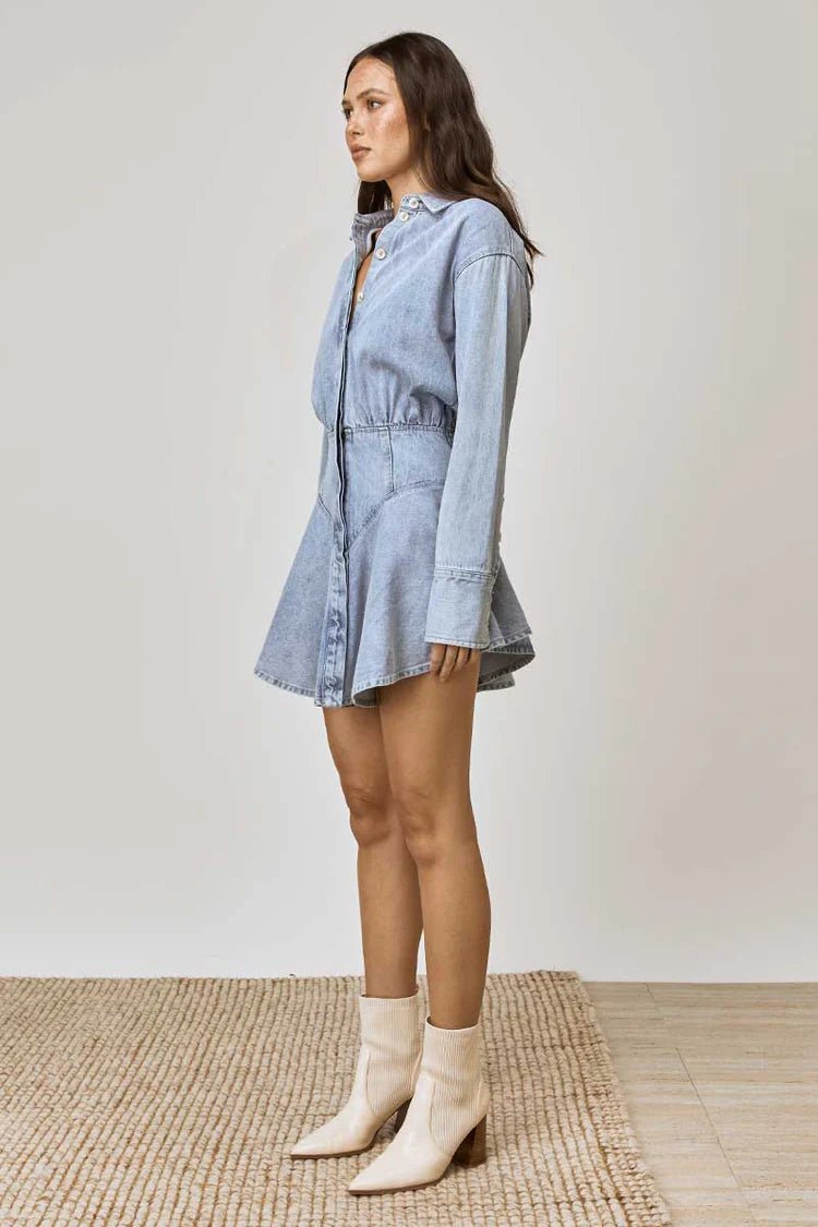 MON RENN LAIN DENIM SHIRT DRESS - DENIM BLUE - Pinkhill - Mon Renn -  - Darwin boutique - Australian fashion design - Darwin Fashion - Australian Fashion Designer - Australian Fashion Designer Brands - Australian Fashion Design 