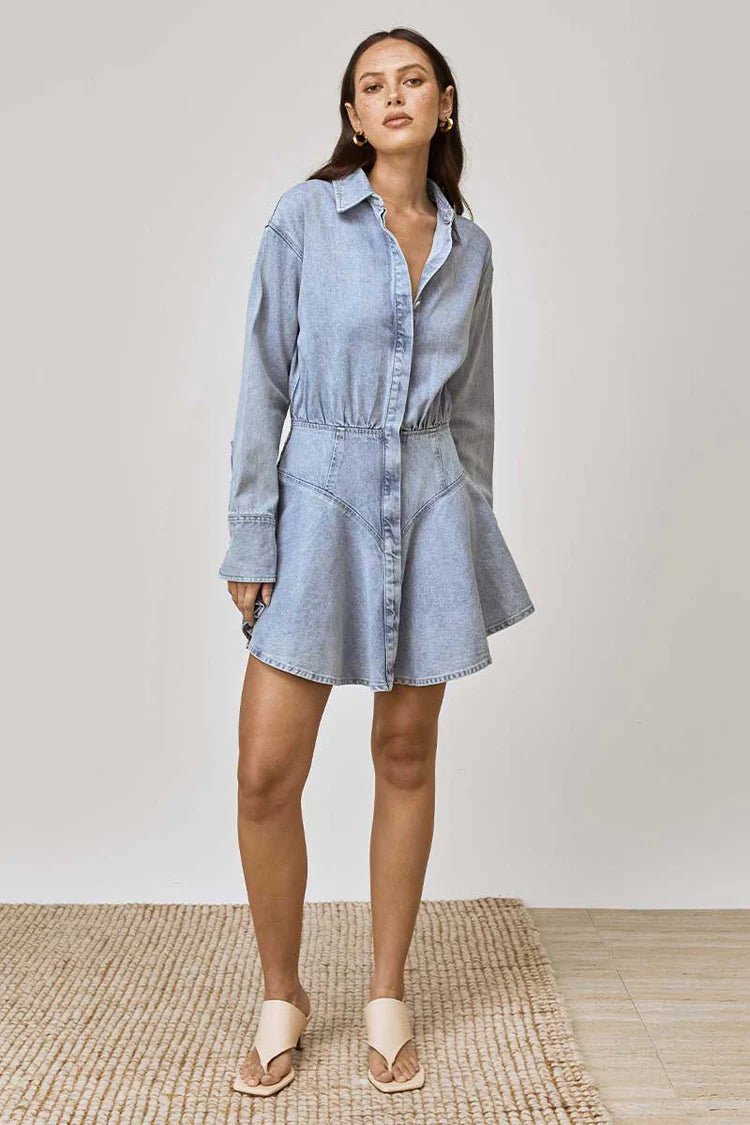 MON RENN LAIN DENIM SHIRT DRESS - DENIM BLUE - Pinkhill - Mon Renn -  - Darwin boutique - Australian fashion design - Darwin Fashion - Australian Fashion Designer - Australian Fashion Designer Brands - Australian Fashion Design 