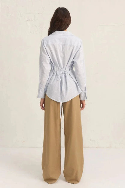 Mon Renn Cedar Shirt Blue Stripe - Pinkhill -  - [] - Darwin boutique - Australian fashion design - Darwin Fashion - Australian Fashion Designer - Australian Fashion Designer Brands - Australian Fashion Design 