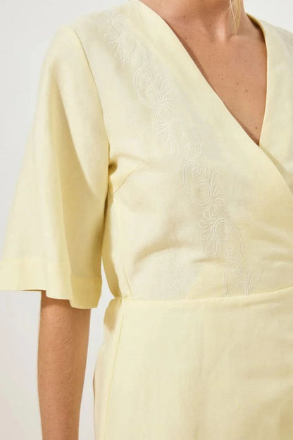 MON RENN ROSARIO MINI DRESS BUTTER - Pinkhill -  - [] - Darwin boutique - Australian fashion design - Darwin Fashion - Australian Fashion Designer - Australian Fashion Designer Brands - Australian Fashion Design 