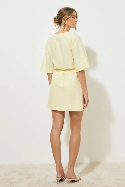 MON RENN ROSARIO MINI DRESS BUTTER - Pinkhill -  - [] - Darwin boutique - Australian fashion design - Darwin Fashion - Australian Fashion Designer - Australian Fashion Designer Brands - Australian Fashion Design 