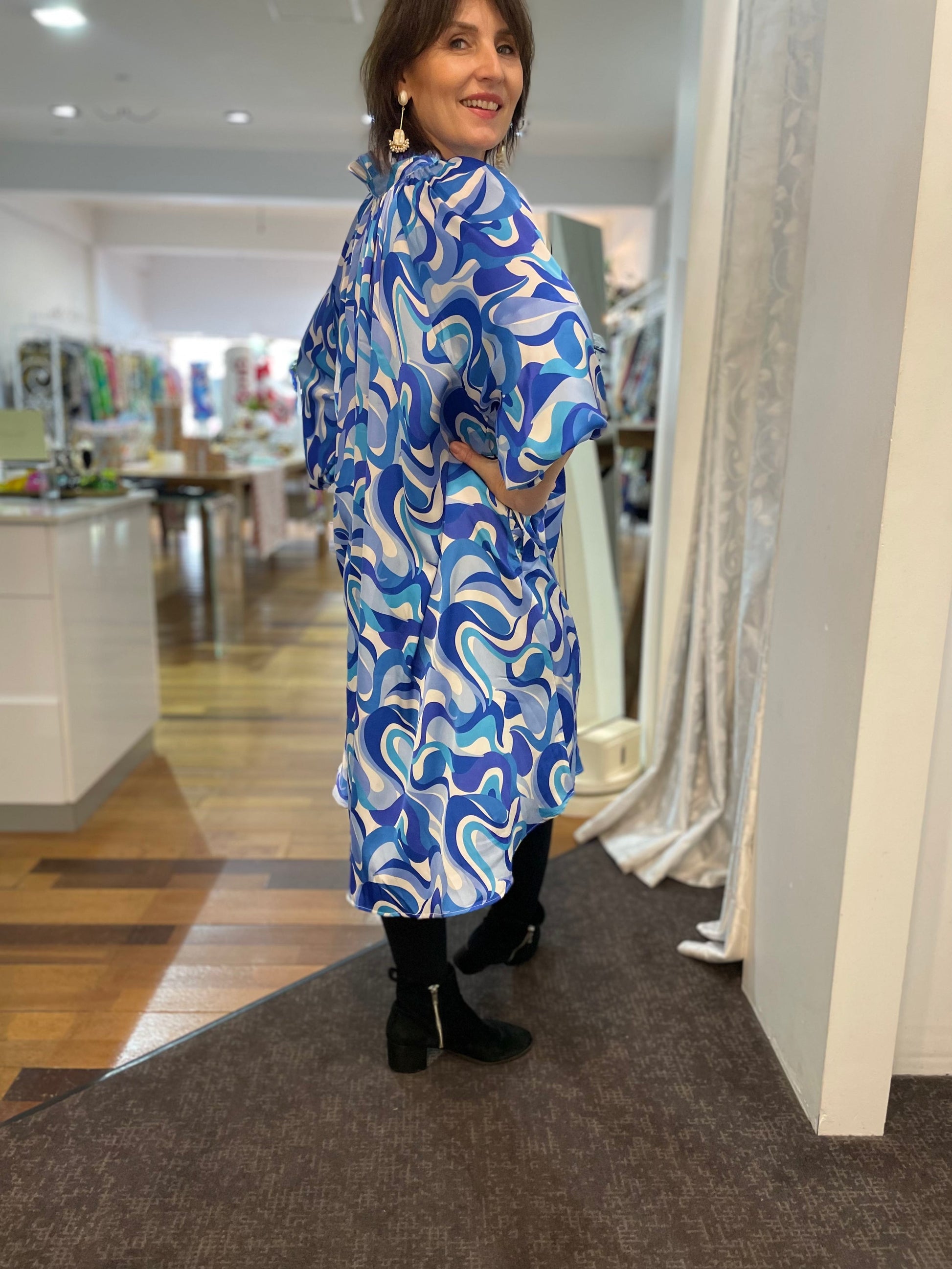 Evie Dress - Mykonos - Pinkhill - Nuan Indigo - floral, pocket dress - Darwin boutique - Australian fashion design - Darwin Fashion - Australian Fashion Designer - Australian Fashion Designer Brands - Australian Fashion Design Dresses