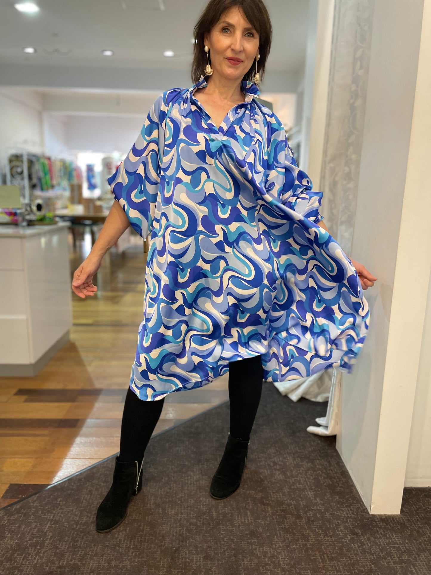 Evie Dress - Mykonos - Pinkhill - Nuan Indigo - floral, pocket dress - Darwin boutique - Australian fashion design - Darwin Fashion - Australian Fashion Designer - Australian Fashion Designer Brands - Australian Fashion Design Dresses