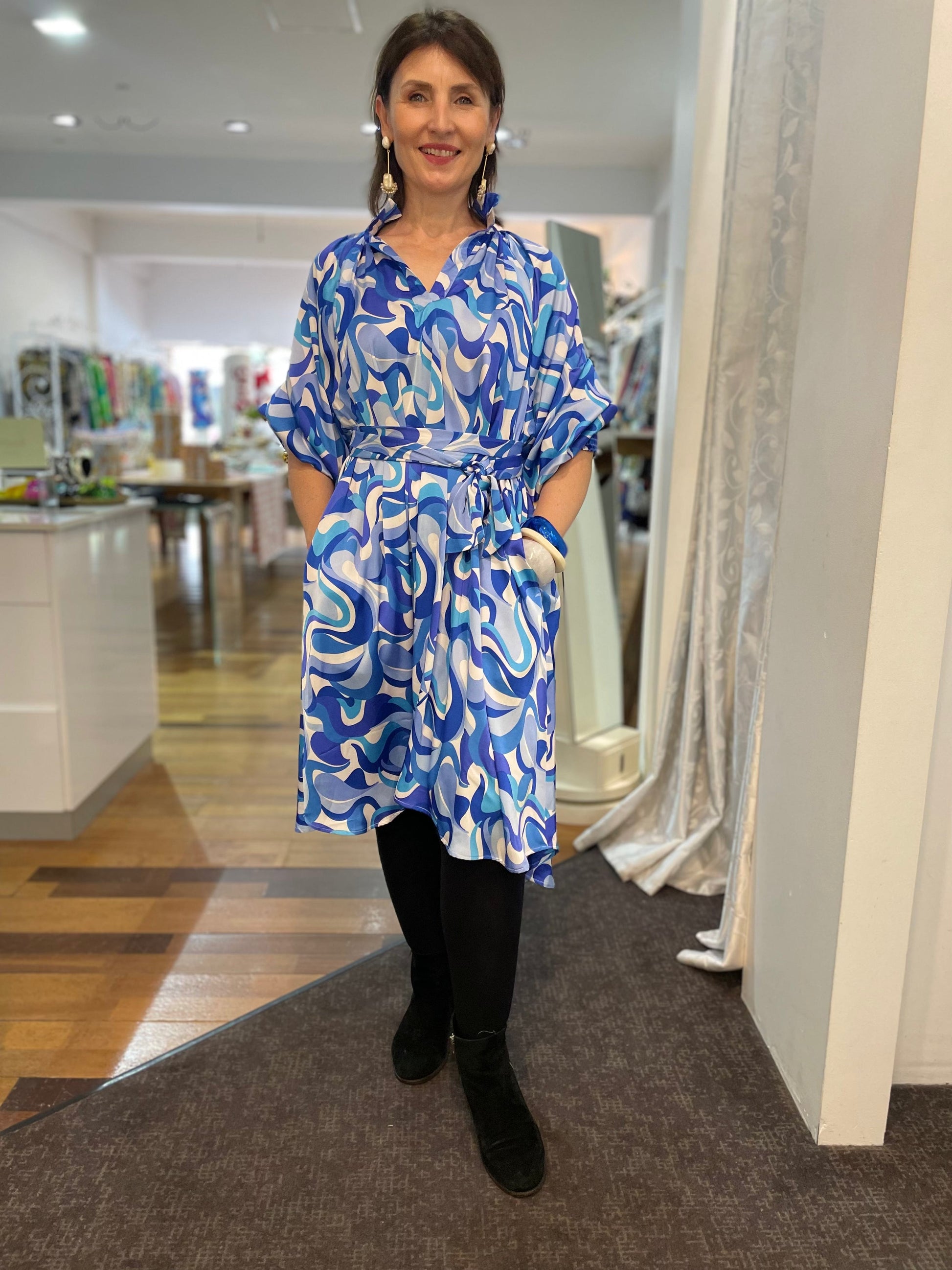 Evie Dress - Mykonos - Pinkhill - Nuan Indigo - floral, pocket dress - Darwin boutique - Australian fashion design - Darwin Fashion - Australian Fashion Designer - Australian Fashion Designer Brands - Australian Fashion Design Dresses