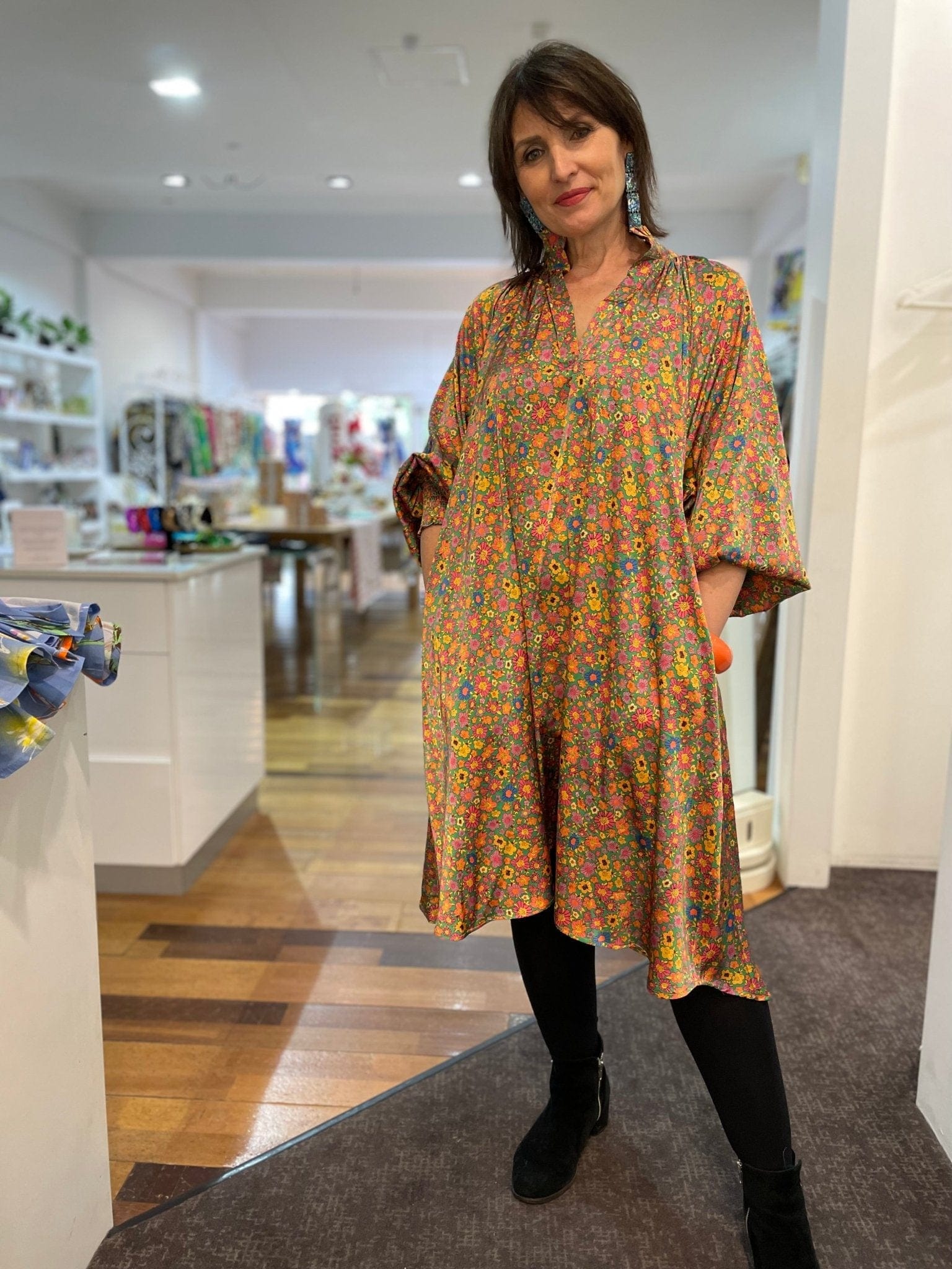 Evie Dress - Prairie Floral - Pinkhill - Nuan Indigo - floral, pocket dress - Darwin boutique - Australian fashion design - Darwin Fashion - Australian Fashion Designer - Australian Fashion Designer Brands - Australian Fashion Design Dresses