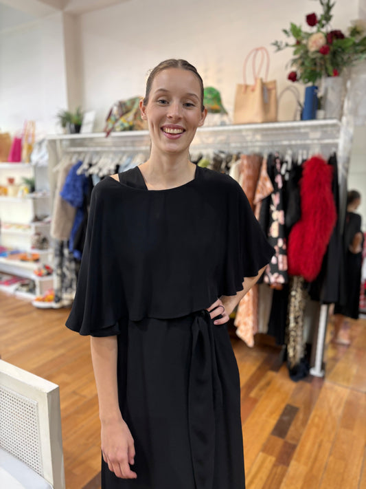Oktavija Evie Cape - Black - Pinkhill -  - [] - Darwin boutique - Australian fashion design - Darwin Fashion - Australian Fashion Designer - Australian Fashion Designer Brands - Australian Fashion Design 
