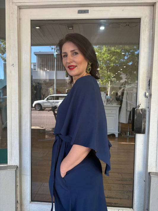 Oktavija Cape - Navy - Pinkhill -  -  - Darwin boutique - Australian fashion design - Darwin Fashion - Australian Fashion Designer - Australian Fashion Designer Brands - Australian Fashion Design 
