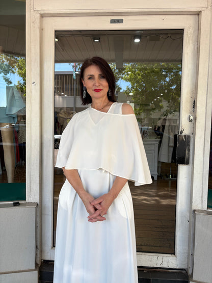 Oktavija Evie Cape - White - Pinkhill -  - [] - Darwin boutique - Australian fashion design - Darwin Fashion - Australian Fashion Designer - Australian Fashion Designer Brands - Australian Fashion Design 