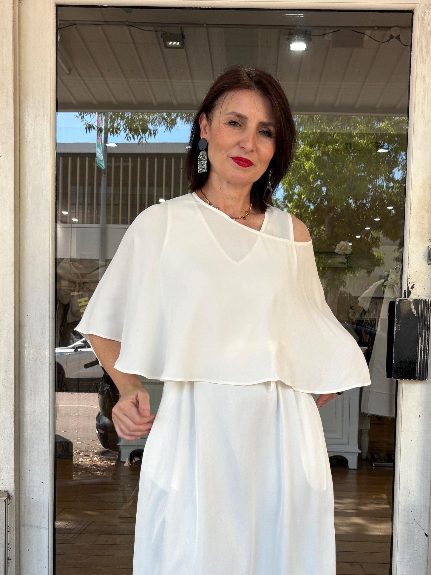 Oktavija Evie Cape - White - Pinkhill -  - [] - Darwin boutique - Australian fashion design - Darwin Fashion - Australian Fashion Designer - Australian Fashion Designer Brands - Australian Fashion Design 