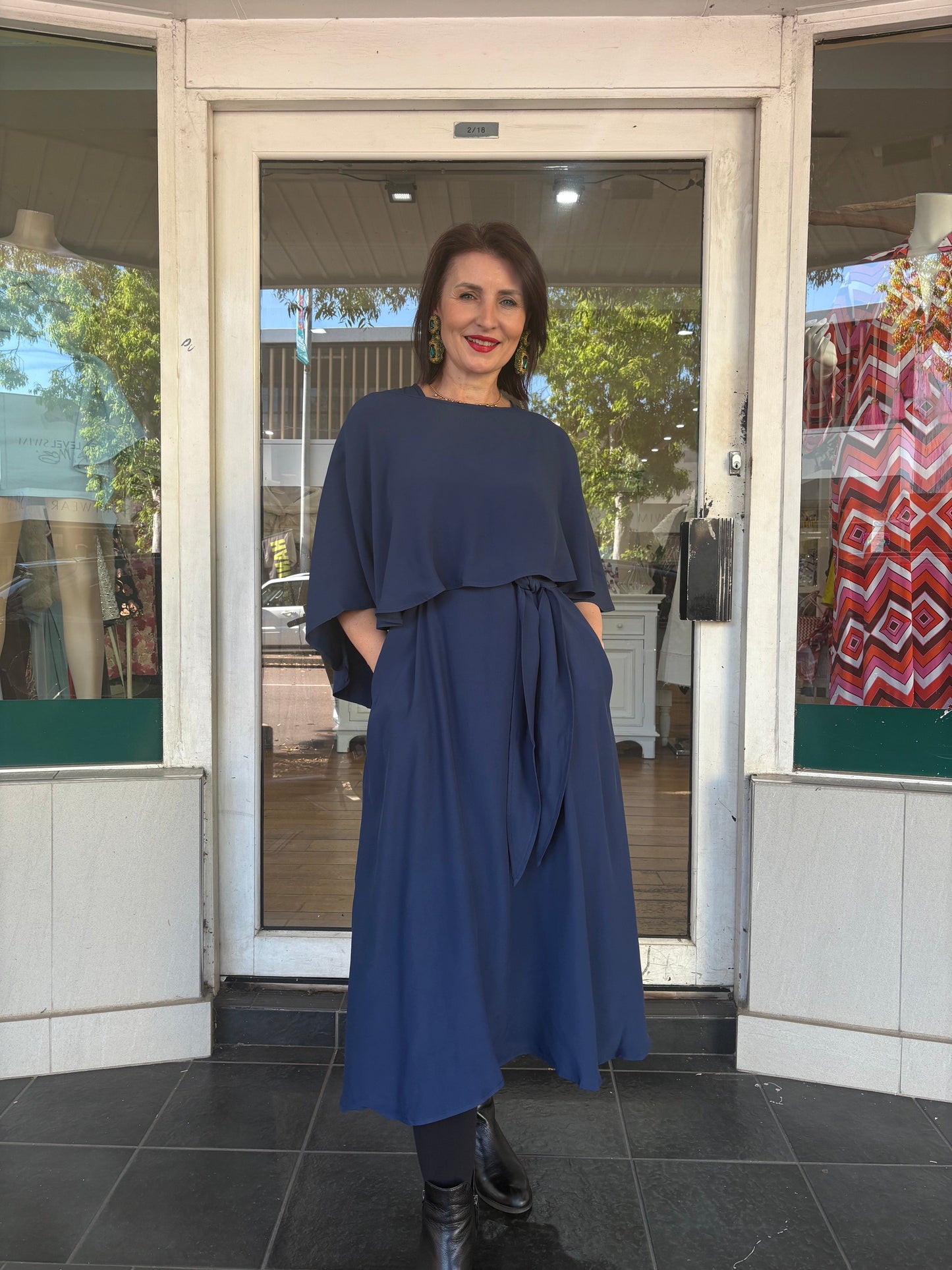 Oktavija Cape - Navy - Pinkhill -  -  - Darwin boutique - Australian fashion design - Darwin Fashion - Australian Fashion Designer - Australian Fashion Designer Brands - Australian Fashion Design 