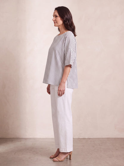 Oktavija Kate Top Black/White Stripe side