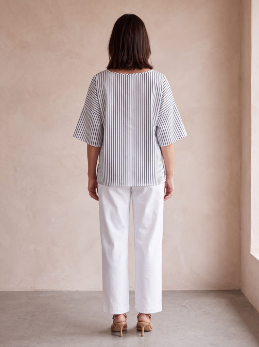 Oktavija Kate Top Black/White Stripe back