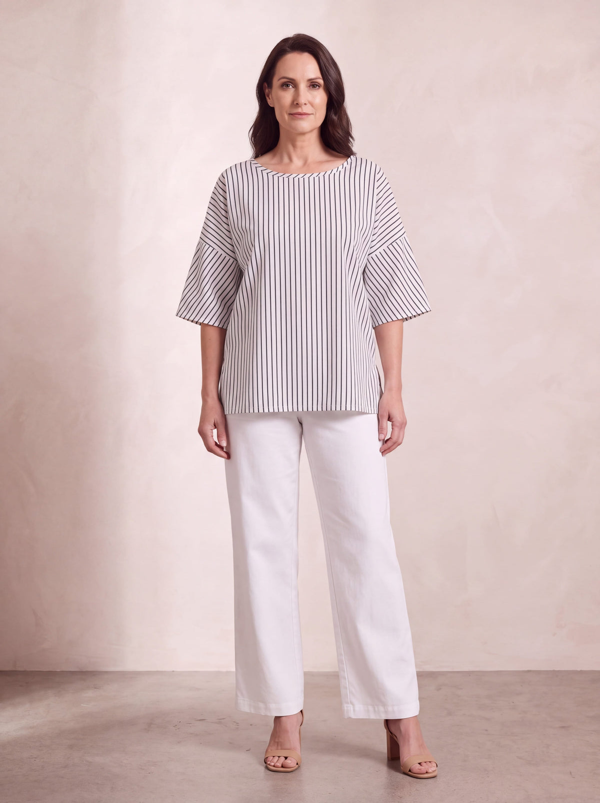 Oktavija Kate Top Black/White Stripe front