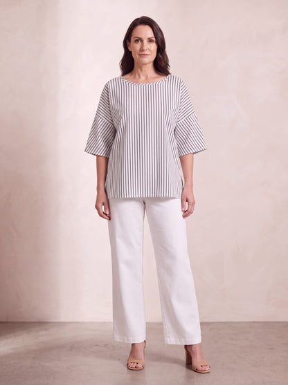 Oktavija Kate Top Black/White Stripe front