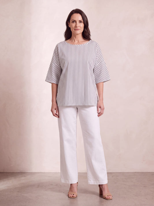 Oktavija Kate Top Black/White Stripe front