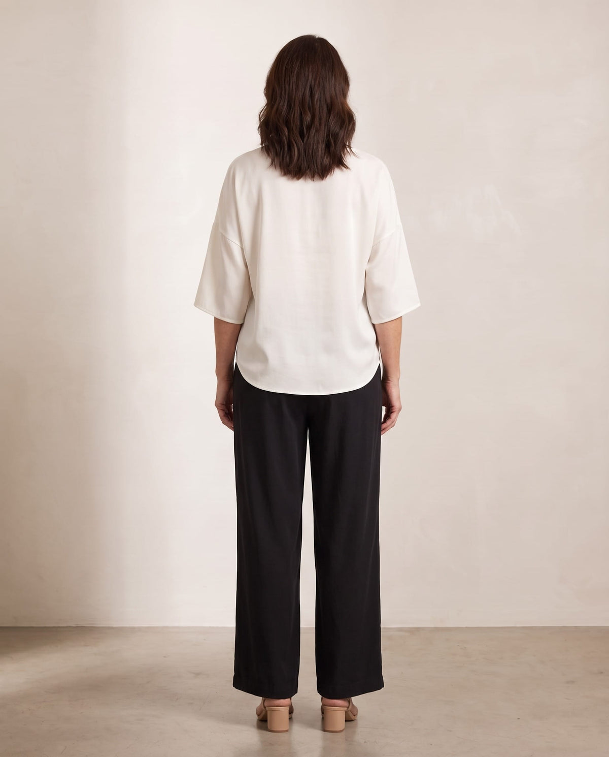 Oktavija Kate Top in ivory, back view, shown on a digitally generated model