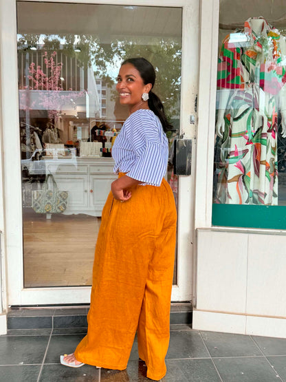 Oktavija Linen Pant - Mustard