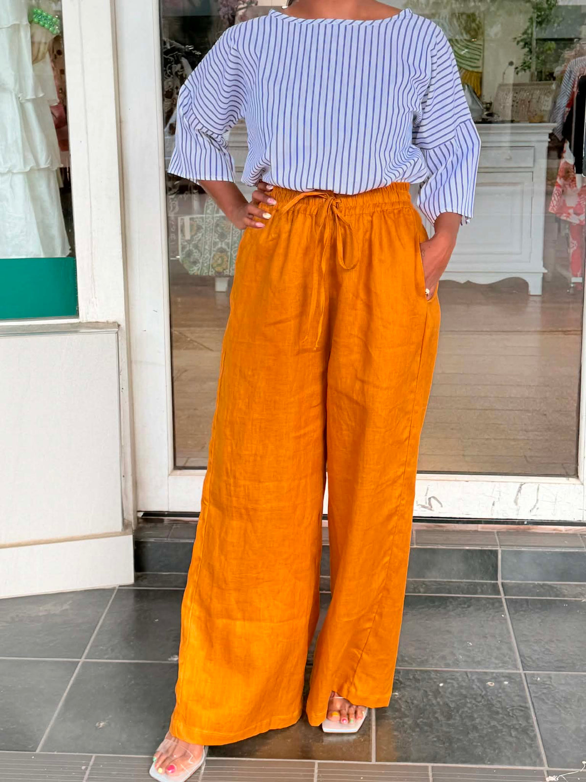 Oktavija Linen Pant - Mustard