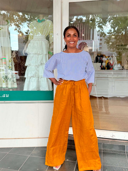 Oktavija Linen Pant - Mustard