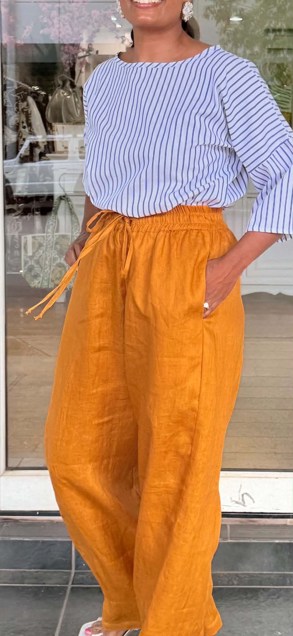 Oktavija Linen Pant - Mustard