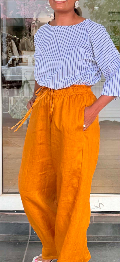 Oktavija Linen Pant - Mustard