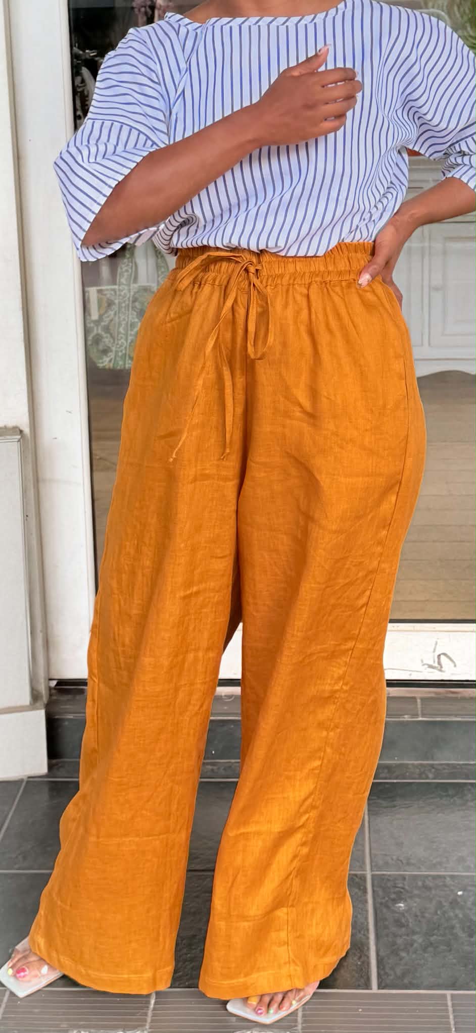 Oktavija Linen Pant - Mustard