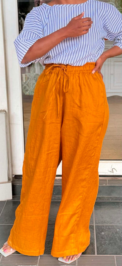 Oktavija Linen Pant - Mustard