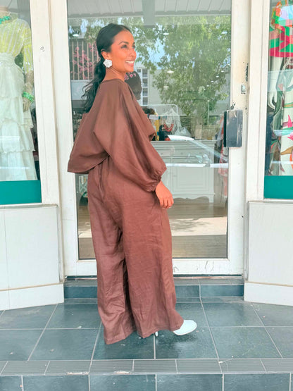 Oktavija Linen Shrug - Chicory Coffee