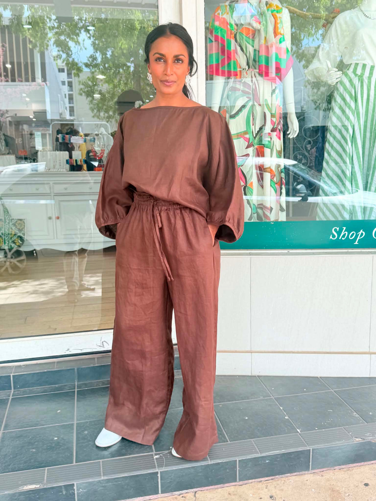 Oktavija Linen Shrug - Chicory Coffee