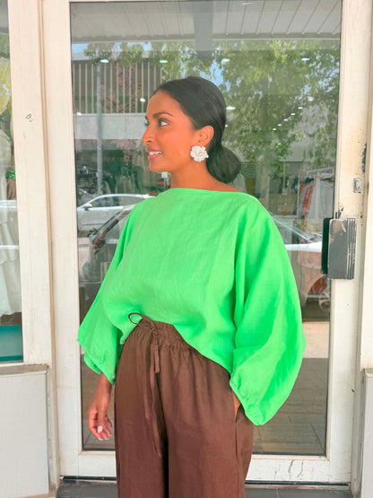 Oktavija Linen Shrug - Green