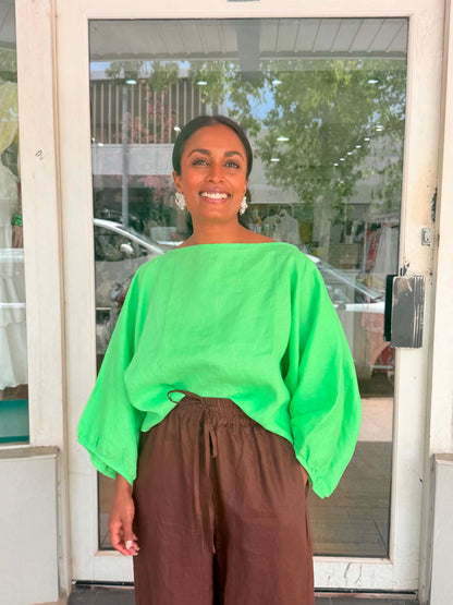 Oktavija Linen Shrug - Green