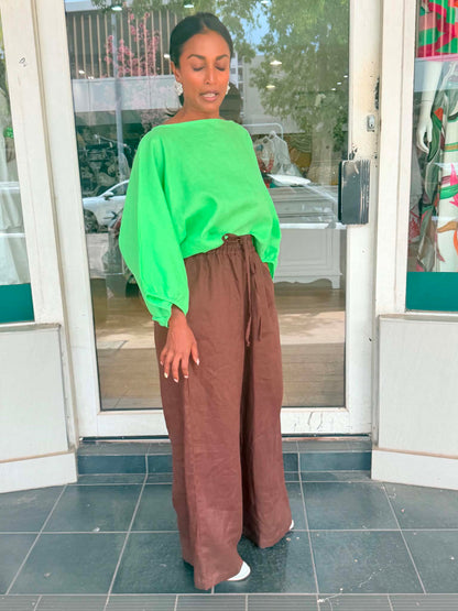 Oktavija Linen Shrug - Green