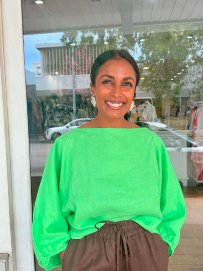 Oktavija Linen Shrug - Green