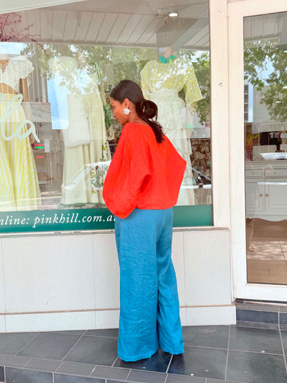 Oktavija Linen Shrug - Mandarin Orange