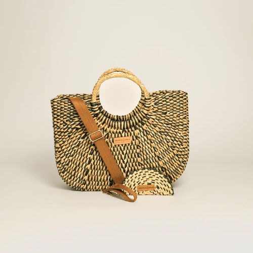 Orange Inca Gran Fiesta Crossbody Tote - Olive Green Marbled (Tote bag + Coin Purse + Tassel)