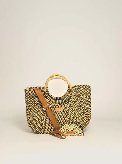 Orange Inca Gran Fiesta Crossbody Tote - Olive Green Marbled (Tote bag + Coin Purse + Tassel)