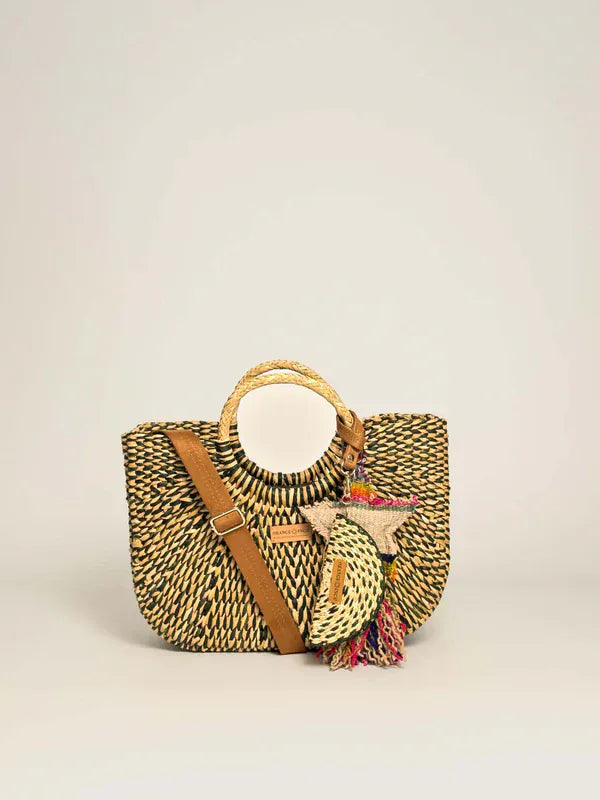 Orange Inca Gran Fiesta Crossbody Tote - Olive Green Marbled (Tote bag + Coin Purse + Tassel)