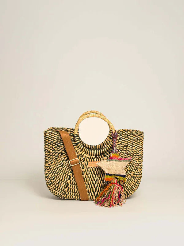 Orange Inca Gran Fiesta Crossbody Tote - Olive Green Marbled (Tote bag + Coin Purse + Tassel)