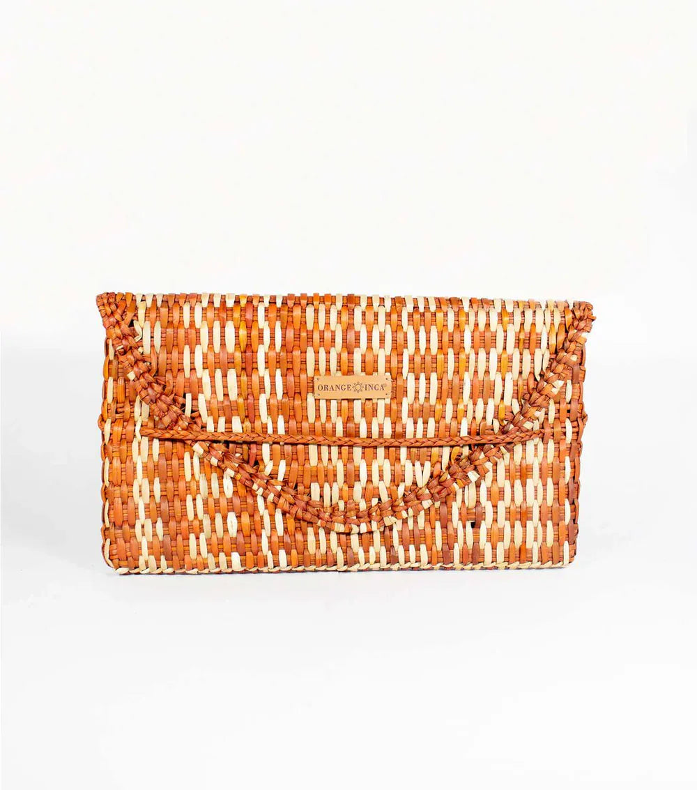 Orange Inca The Lima Clutch - Terracota and Natural Marbled