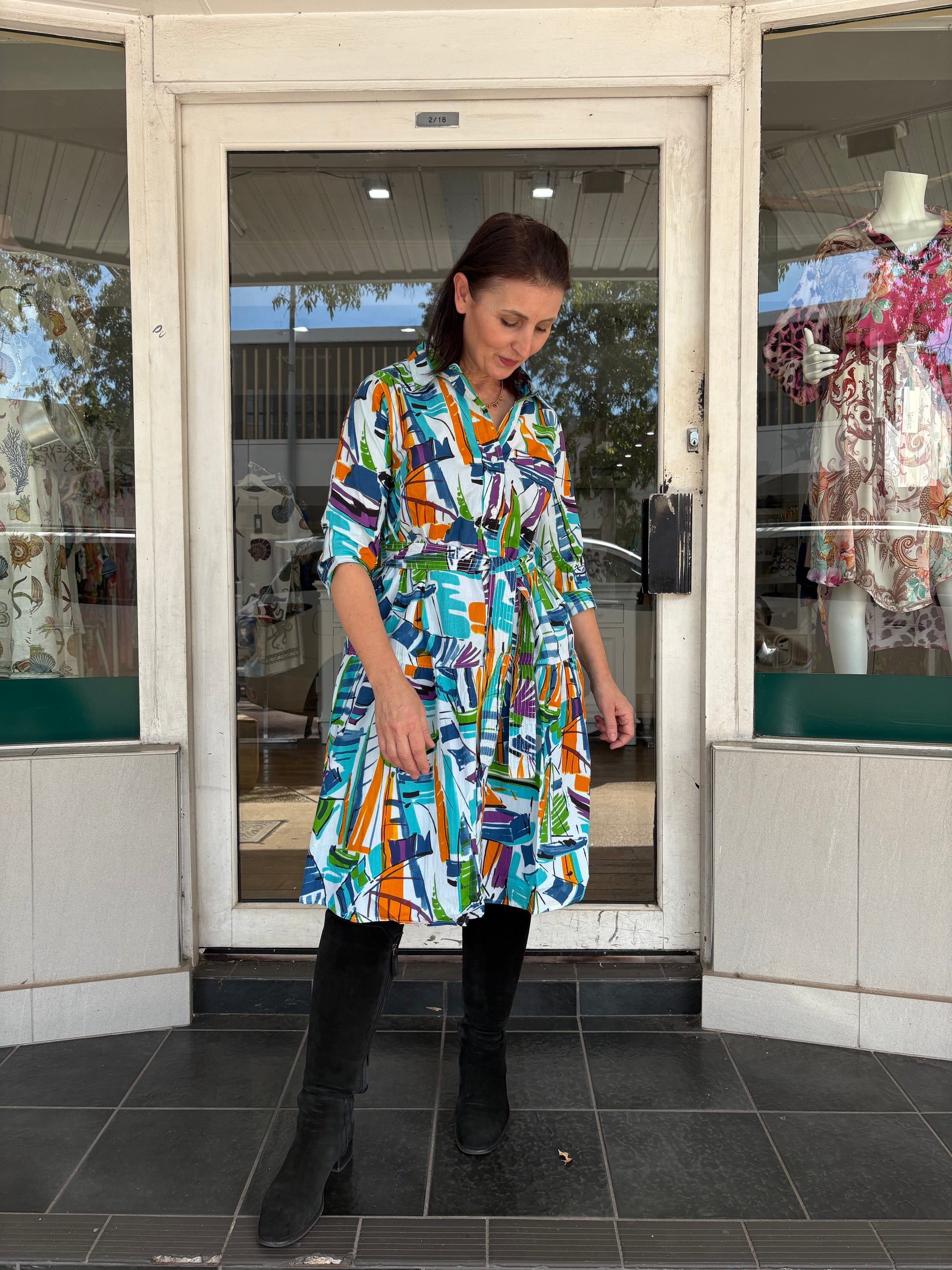 Cannes Collared Dress with Belt - Pinkhill -  - [] - Darwin boutique - Australian fashion design - Darwin Fashion - Australian Fashion Designer - Australian Fashion Designer Brands - Australian Fashion Design 