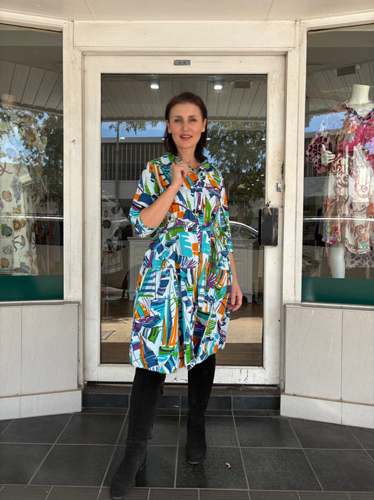 Cannes Collared Dress with Belt - Pinkhill -  - [] - Darwin boutique - Australian fashion design - Darwin Fashion - Australian Fashion Designer - Australian Fashion Designer Brands - Australian Fashion Design 